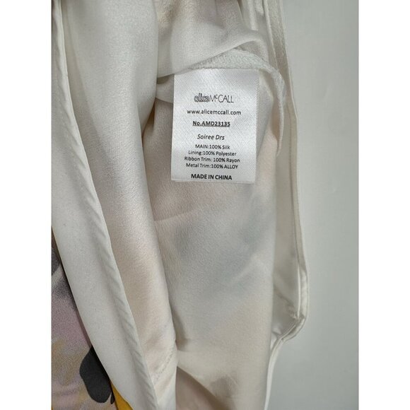 Alice McCall Soiree Saffron Floral Asymmetrical Midi Dress Women’s 6 EUC - Picture 4 of 9